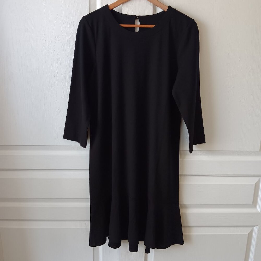 J. Jill Ponte Women's Black Ponte Knit Flounce Hem Dress Size M